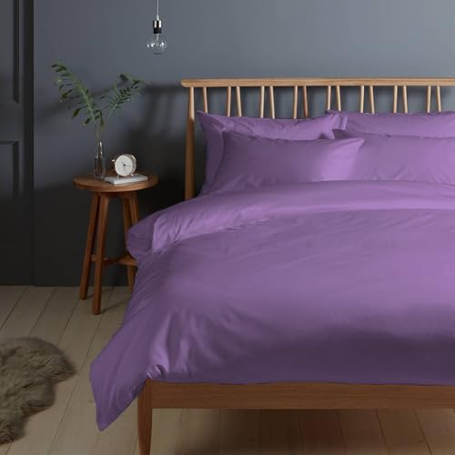 Pizuna 400 Fadenzahl aus Baumwolle Bettwäsche Lila, 100% Langstaple Baumwolle Bettbezug und Kissenbezug, 100% Baumwolle Mako Satin 2-Teilig Bettwäscheset 140x200 + 70x90 Lila Mako Satin