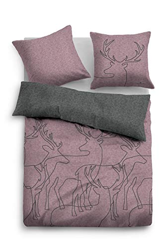 Tom Tailor Melange-Flanell Bettwäsche Tamme, Mauve, Baumwolle, Wendebettwäsche, Schlafzimmer, 135 x 200cm, 155 x 200cm, 155 x 220cm, 200 x 200cm Größe 2X 80 x 80 cm + 200 x 200 cm