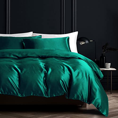 Boqingzhu Satin Bettwäsche 220×240cm Grün Dunkelgrün Uni Einfarbig Glatt Glänzend Luxus Seide Bettwäsche Set Bettbezug mit Reißverschluss und 2 Kissenbezüge 80x80cm Boqingzhu Satin Bettwäsche 220×240cm Grün Dunkelgrün Uni Einfarbig Glatt Glänzend Luxus Seide Bettwäsche Set Bettbezug mit Reißverschluss und 2 Kissenbezüge 80x80cm