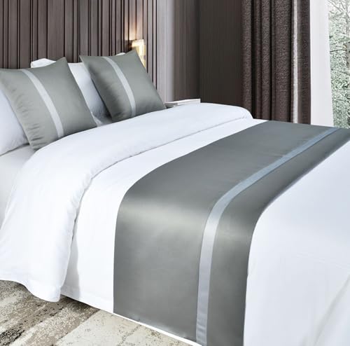 Bettläufer für King Size Betten, seidig weich, einfarbig, Satin, Hotelqualität, Bettwäsche, Decken, elegante Schlafzimmer Dekoration, Schals, dunkelgrün, 50 x 50 Kern