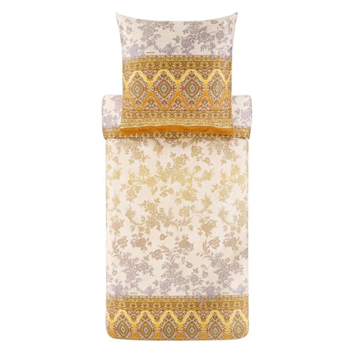 Bassetti AGRIGENTO Bettwäsche + 1 Kissenhülle aus 100% Baumwollsatin in der Farbe Gold Y1, Maße: 135x200 + 1 K 80x80 cm - 9329911, Überseeisch