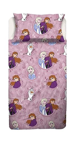 Disney Die Eiskönigin Bettwäsche-Set für Einzelbett, aus Reiner Baumwolle, Flanell, Oberlaken und Kissenbezug