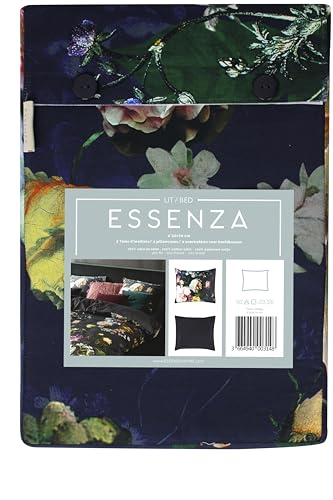 ESSENZA, Set mit Kissenbezügen, Modell Blume, Indigo, 50 x 70 cm, Ökotex, 100 % Baumwoll-Satin, Bettwäsche für Zuhause, weich und bequem, Uni, Uni