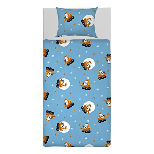 LINGEN Bagger Ben Kleinkinder Bettwäsche-Set - 2-teilig, blau, 100% Baumwolle, weich und atmungsaktiv - für Jungen und Mädchen - Bettbezug 100 x 135 cm, Kissenbezug 40 x 60 cm