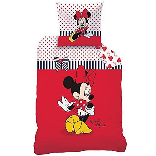 CTI Biber Bettwäsche Minnie Sweetie Flanell 80x80 cm 135x200 cm, Rot, (135 x 200 cm)