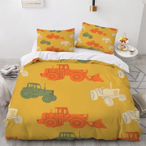 Generisch 3D Cartoon Traktor Bettwäsche 135x200 cm 2teilig Cartoon Auto Bettbezug mit Reißverschluss 100% Mikrofaser Leicht Atmungsaktive Bettwaren Set mit Kissenbezüge 80x80?Muster 26-10?