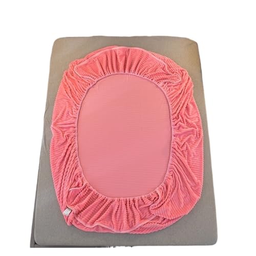 Fleece-Spannbetttuch Winter-Spannbettlaken, warm, weich, Samt, Matratzenbezug, elastische Bettwäsche, Bettlaken, Fleece-Pad-Bezüge(Pink,1 pc 120x200x30cm)
