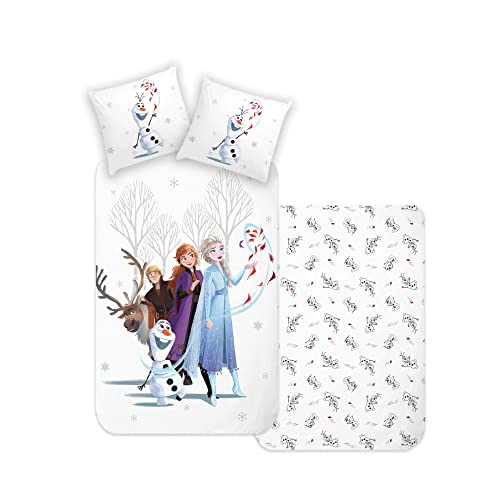 Disney Home Frozen Kinder Wendebettwäsche Set 135x200 - Kopfkissenbezug 80x80-2-teilig ELSA, Anna, Kristoff und Olaf Bettwäsche Weich und angenehm auf der Haut, Super weiche Renforce 100% Baumwolle Disney Home Frozen Kinder Wendebettwäsche Set 135x200 - Kopfkissenbezug 80x80-2-teilig ELSA, Anna, Kristoff und Olaf Bettwäsche Weich und angenehm auf der Haut, Super weiche Renforce 100% Baumwolle