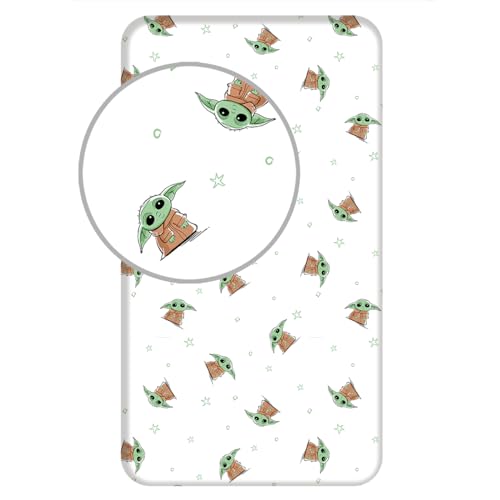 Jerry fabrics Star Wars Baby Yoda Spannbetttuch Spannbettlaken Bettlaken 90 X 200 cm