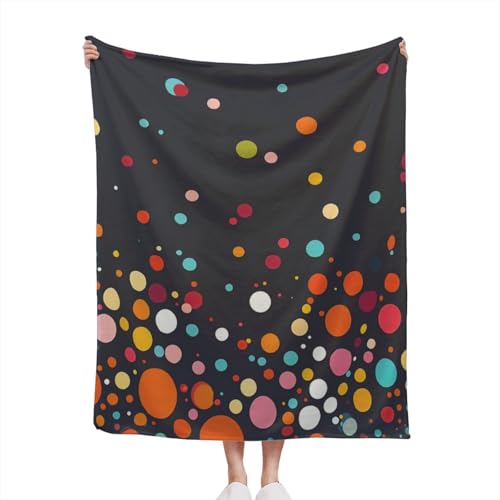 Flanelldecke mit bunten Punkten, warme Decke, Sofa, Bettwäsche, Musik-Fans, Party, Schlafzimmer, Dekoration, bedruckte Bettwäsche, 101,6 x 127,7 cm Flanelldecke mit bunten Punkten, warme Decke, Sofa, Bettwäsche, Musik-Fans, Party, Schlafzimmer, Dekoration, bedruckte Bettwäsche, 101,6 x 127,7 cm