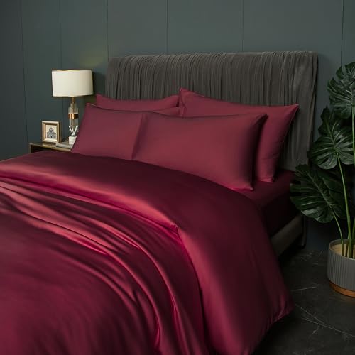 DXHOME Kühlende Bettwäsche 220x240cm Bambus Rot Weinrot Uni 100% Natürlichem Bambusfaser Atmungsaktiv Bettbezug-Set Luxus Bettbezug mit Reißverschluss und 2 Kissenbezüge 80x80cm DXHOME Kühlende Bettwäsche 220x240cm Bambus Rot Weinrot Uni 100% Natürlichem Bambusfaser Atmungsaktiv Bettbezug-Set Luxus Bettbezug mit Reißverschluss und 2 Kissenbezüge 80x80cm