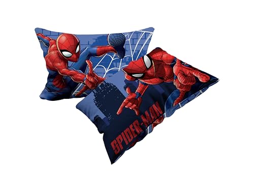 Spiderman, Set mit 2 Kissenbezügen aus Baumwolle, 2 Stück, 100% Baumwolle, 50 x 80 cm, Hotelverschluss