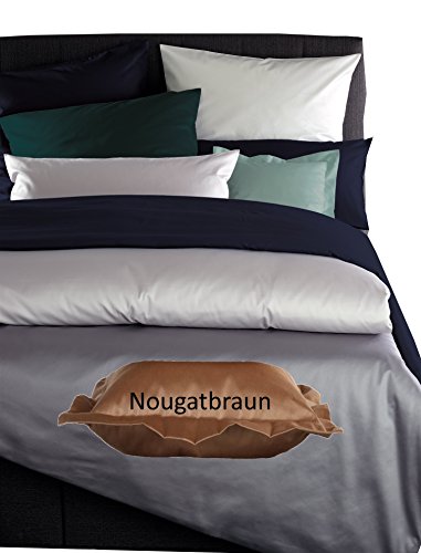 Curt Bauer Uni Mako Satin Bettwäsche Set 135x200 cm + 80x80 cm Kissenbezug, Farbe nougatbraun