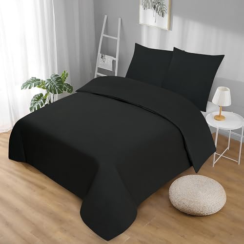 Softex Royal Microfaser Bettwäsche, 135 x 200. cm, Schwarz, weich, anschmiegsam und bügelfrei, 2-teiliges Set: 1 Bettbezug + 1 Kissenbezug, 80 x 80 cm