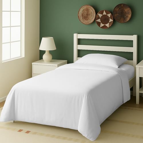 Pizuna Bettwäsche 135x200 Baumwolle Weiß, 400 Fadenzahl 100% Langstapelige Baumwolle weiche Satinbindung, Bettbezug 135x200 cm mit Knopfverschluss und 1 Kissenbezug 40x80 cm Mako Satin