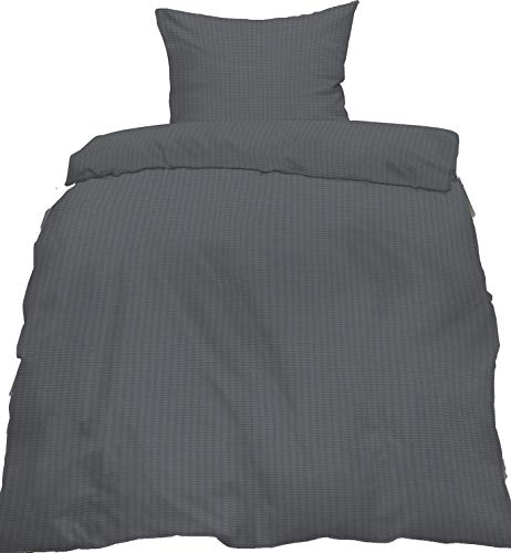 KH-Haushaltshandel Seersucker Bettwäsche, anthrazit grau, 135 x 200 + 80x80cm, bügelfrei, Uni/einfarbig,(60287) KH-Haushaltshandel Seersucker Bettwäsche, anthrazit grau, 135 x 200 + 80x80cm, bügelfrei, Uni/einfarbig,(60287)