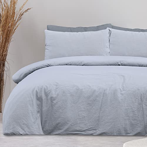 Sleepdown Bettwäsche-Set, 100% Reine Baumwolle, einfarbig, grau, Bettbezug und Kissenbezüge, weich, pflegeleicht, Kingsize-Bett, 230 x 200 cm Sleepdown Bettwäsche-Set, 100% Reine Baumwolle, einfarbig, grau, Bettbezug und Kissenbezüge, weich, pflegeleicht, Kingsize-Bett, 230 x 200 cm