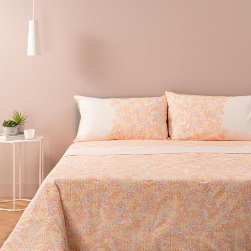 Zucchi Monterosso Bettwäsche aus reinem Baumwollperkal für Doppelbett 250 x 280 cm + Spannbettlaken 175 x 200 cm + 2 Kissenbezüge mit Pasping (Rot R1)