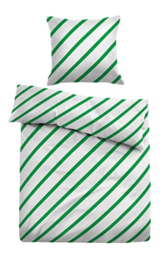 TOM TAILOR 0067692 Bettwäsche Garnitur mit Kopfkissenbezug Satin - Simple Action 1x 135x200 cm + 1x 80x80 cm, summergreen