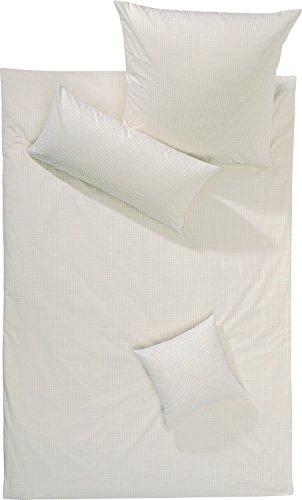 Lorena Bettwäsche Flanell buntgewebt Natur-weiß Größe 155x220 cm (80x80 cm)