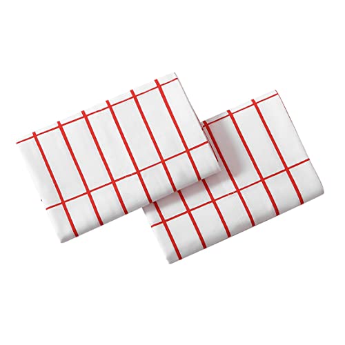 Marimekko - Kissenbezug-Set, Baumwoll-Perkal-Bettwäsc he, Glatte und Coole Heimdekoration (Pieni Tiiliskivi Rot/Weiß, Standard)