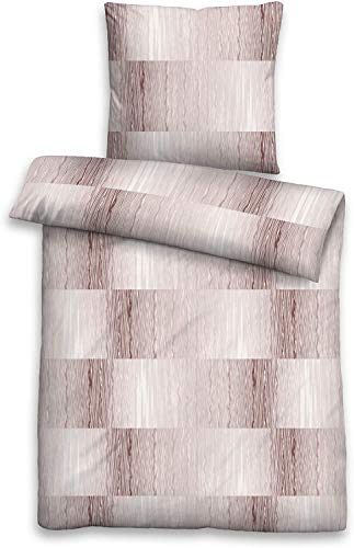 biberna 0003607 Bettwäsche Garnitur mit Kopfkissenbezug Komfort-Feinbiber 1x 135x200 cm + 1x 80x80 cm Macchiato