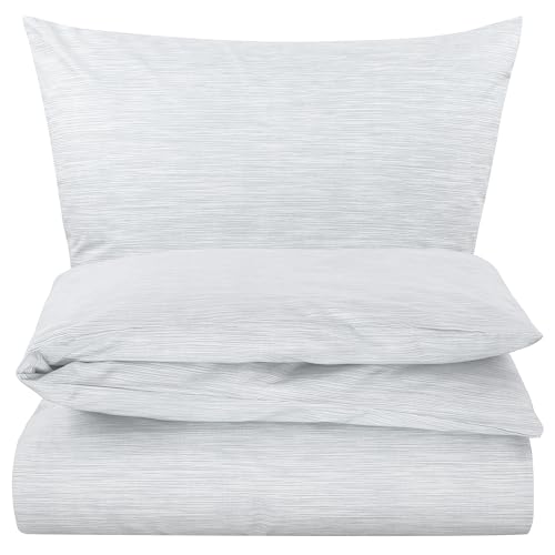 Carpe Sonno® Baumwoll Bettwäsche 135x200 | Unifarbene Bettwäsche Hellgrau Melange | Renforce Bettbezug 135 x 200 | Duvet Cover 135x200 | Bettwäsche-Set als Allergiker Bettwäsche Baumwolle geeignet