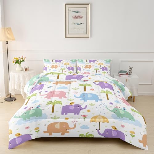 HOTRCR 3-teiliges Bettwäsche-Set mit niedlichem Katzenmotiv, Cartoon-Katzen-Bettwäsch e-Set für Mädchen und Erwachsene, Schlafzimmer- oder Raumdekoration, Ganzjahresdecke, Mikrofaser-Steppdecke mit 2