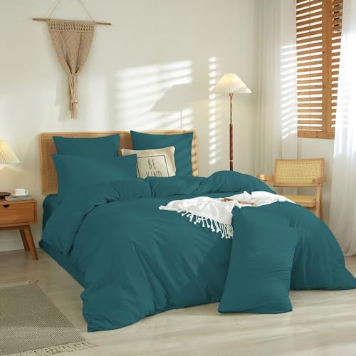 Luowei Türkis Bettwäsche 135x200 Grün 100% Microfaser Einfarbig Bettwäsche Set mit 1 Kissenbezug 80x80 cm ÖkoTex Zertifiziert mit Reißverschluss