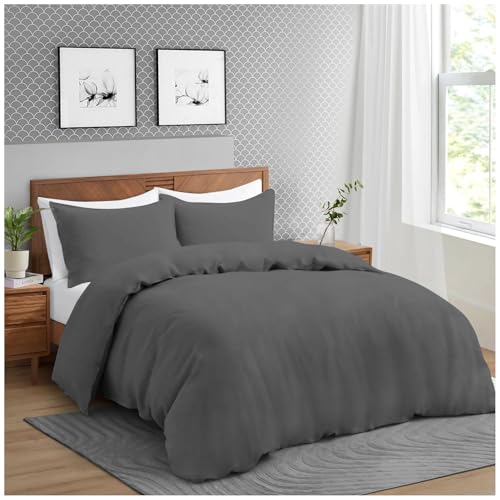 GC GAVENO CAVAILIA Mikrofaser-Bettwäsche-Se ts für King-Size-Betten – unifarbenes Bettbezug-Set (230 x 220 cm) mit Kissenbezügen – atmungsaktiv, antiallergische Bettwäsche – Anthrazit