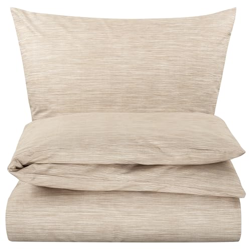 Carpe Sonno® Baumwoll Bettwäsche 135x200 | Unifarbene Bettwäsche Beige Taupe | Renforce Bettbezug 135 x 200 | Duvet Cover 135x200 | Bettwäsche-Set auch als Allergiker Bettwäsche Baumwolle geeignet