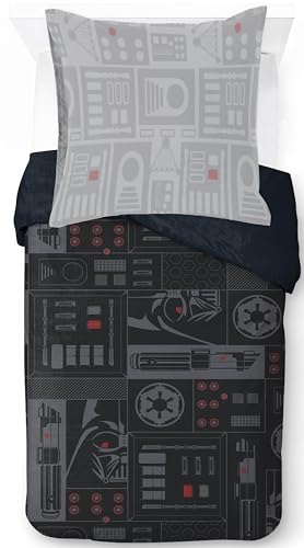 Jay Franco Darth Vader Empire Bettwäsche Set – Superweiche Kinder Bettwäsche, NUR (Füllung Nicht enthalten), Schwarz, 2 teilig Einzelbett