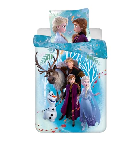 Jerry Fabrics Disney Frozen Kinderbettwäsche Bettbezug 160x200 cm und Kissenbezug 70x80 cm 100% Baumwolle