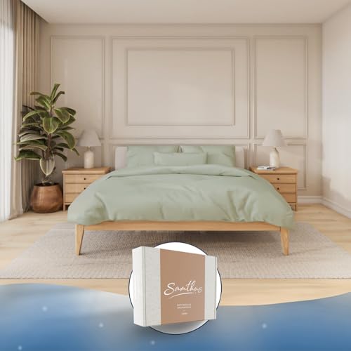 Samthus Bettwäsche Gewichtsdecke 135x200 - Baumwolle Satin - Oeko-Tex Made in Green - Himmlisch weicher Schlaf mit passgenauem Bettbezug für unsere Therapiedecken - Grün Samthus Bettwäsche Gewichtsdecke 135x200 - Baumwolle Satin - Oeko-Tex Made in Green - Himmlisch weicher Schlaf mit passgenauem Bettbezug für unsere Therapiedecken - Grün