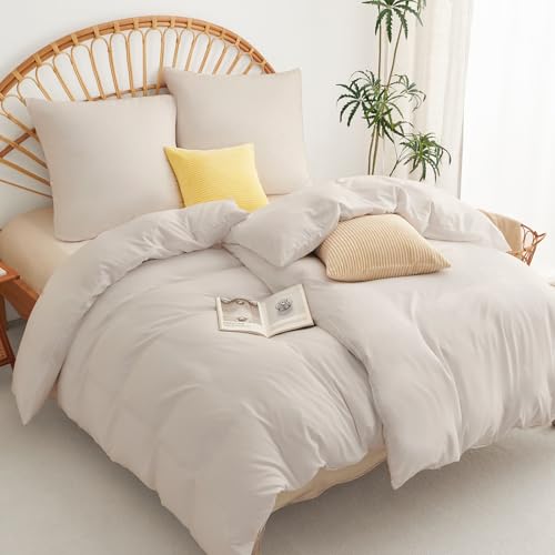 WAVVE Bettwäsche 135x200 4teilig Beige - Bettbezüge 135 x 200 2er Set mit Kissenbezüge 80x80 cm, Bettwäsche-Sets 135x200cm aus Mikrofaser mit Reißverschluss Weich WAVVE Bettwäsche 135x200 4teilig Beige - Bettbezüge 135 x 200 2er Set mit Kissenbezüge 80x80 cm, Bettwäsche-Sets 135x200cm aus Mikrofaser mit Reißverschluss Weich