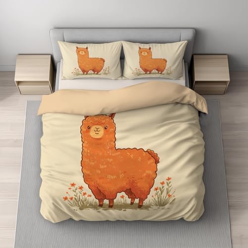 Generisch Klassisches Holzton Bettwäsche Cartoon Bettbezug-Set 135 x 200 cm + 1 * 80 x 80 cm Kissenbezug Kissenbezug, Hochwertiges Microfaser Wendebettwäsche mit Reißveschluss