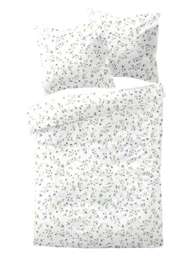 Dormisette Mako Satin Bettwäsche 155x220 Zweige Punkte weiß grün beige 4424-40 Dormisette Mako Satin Bettwäsche 155x220 Zweige Punkte weiß grün beige 4424-40