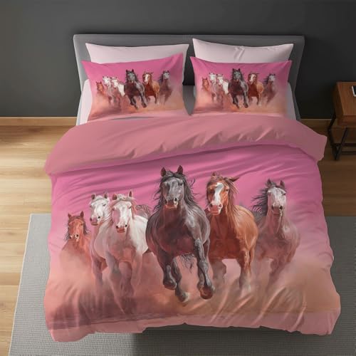Blush Pink Flauschige Zweiseitig Bettwäsche Set - Hyperrealistisch Ross Wüste - Bettwäsche Kuschlig Weich Farbbeständig Bügelfrei Microfaser Bettbezug 135 x 200 mit Reißverschluss