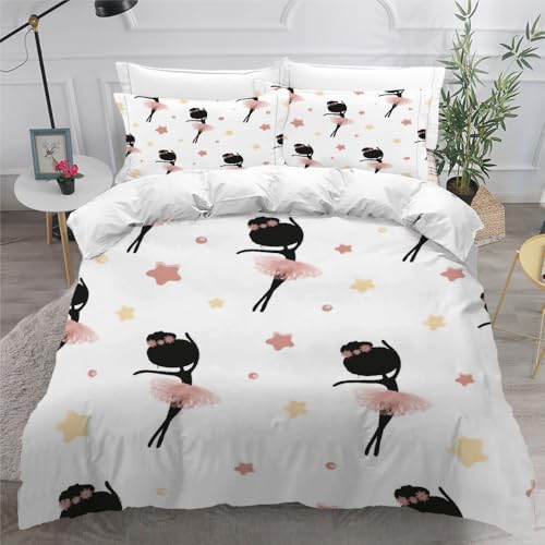 Generisch Prinzessin Bettwäsche 200X200 Erwachsene Cartoon Mädchen 3D Motiv Bettbezug Weich Mikrofaser Bettwäsche-Set 3 Teilig mit Reißverschluss und 2 Kissenbezug 80X80 H81