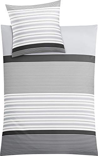 Kleine Wolke Bettwäsche Alassio Mako-Satin Silber-anthrazit Größe 155x220 cm (80x80 cm)