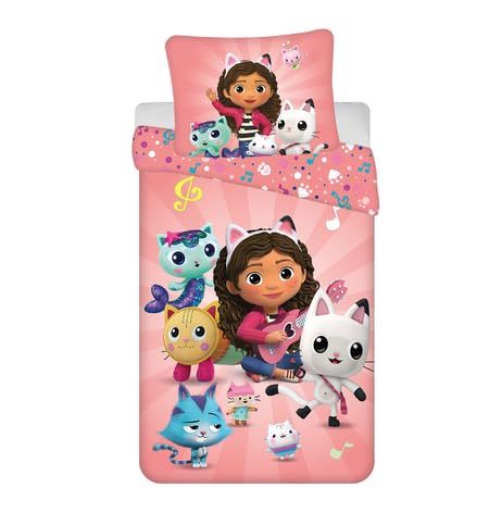 Jerry Fabrics F Gabby's Dolhouse Bettwäsche, 2-teilig, für Kinder, Bettbezug, wendbar, 140 x 200 cm, Kissenbezug, 70 x 90 cm, 100 % Baumwolle