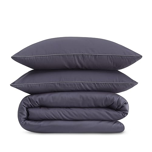 Stupendo Lyocell Bettwäsche Bettgarnitur Set Baumwolle Bettdeckenbezug Kissenbezug mit Reißverschluss Oeko-TEX® (Anthrazit UE-834, 200 x 200 cm)
