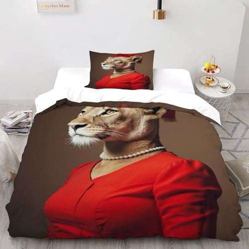 SOJFGSNAJ Tiger Foto Bettwäsche Mädchen Mikrofaser Bettwäsche - Bettbezug -Bettdeckenbezug Set Mit Reißverschluss Double?200x200cm?