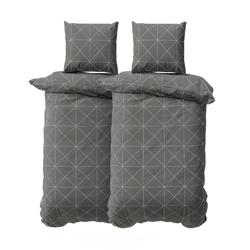 DILIOS Premium Bettwäsche 135x200 x2 – 100% Baumwolle (Grau Gestreift) DILIOS Premium Bettwäsche 135x200 x2 – 100% Baumwolle (Grau Gestreift)