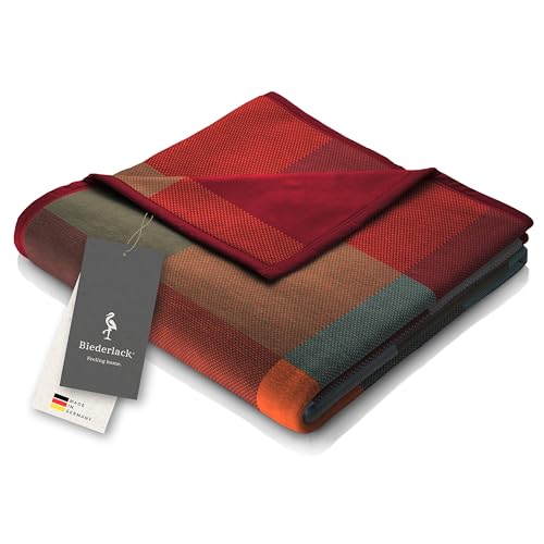 biederlack® Flauschige Kuscheldecke Pure Cotton Karo I Made in Germany I Öko-Tex Made in Green I bunt Karierte Wohndecke aus 100% Baumwolle I Couch-Decke 150x200 cm I nachhaltig produziert