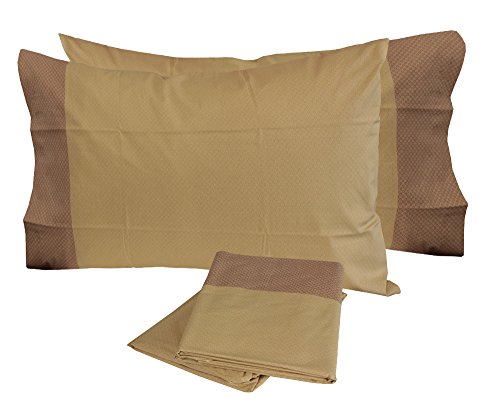 Zucchi Bettwäscheset für Doppelbett aus Baumwolle, Bettbezug + Spannbettlaken + 2 Kissenbezüge 160 x 190 cm Ava - Beige