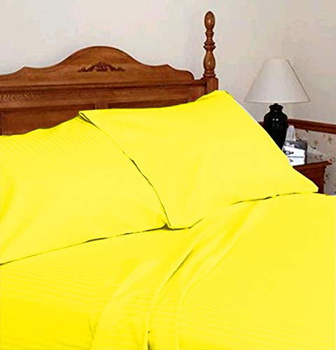Bettlaken aus ägyptischer Baumwolle, gestreift, Fadenzahl 600, für Einzelbett, weich, gelb, luxuriöse Bettwäsche, unverzichtbar für Komfort und Stil, perfekt für Heimdekoration