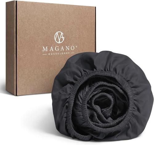 MAGANO® Premium Spannbettlaken 180x200 Grau | Weich & Bügelfrei | Hypoallergen & Atmungsaktiv | Spannbetttuch Bettlaken 180x200cm | Anthrazit Dunkelgrau