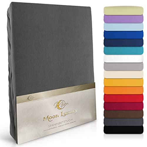 MOON-Luxury Spannbettlaken Spannbetttuch Jersey Stretch 230g/m² für Wasserbetten, Boxspringbetten und herkömmliche Matratzen (anthrazit, 90x200-100x220)