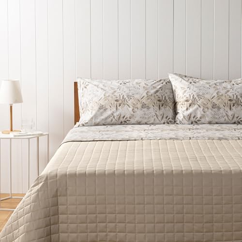 Zucchi, Bettwäsche-Set für Doppelbett, Kollektion Cipria, 100 % Baumwolle, Beige mit Blumenmuster Zucchi, Bettwäsche-Set für Doppelbett, Kollektion Cipria, 100 % Baumwolle, Beige mit Blumenmuster